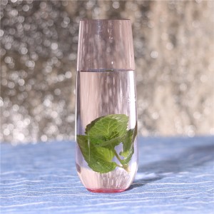 चार्मलाइट मोटाई रंगीन शैम्पेन बाँसुरी स्टेमलेस शैम्पेन गिलास २८० मिली एक्रिलिक बाँसुरी - १० औंस