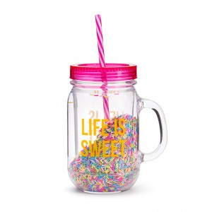 Charmlite Te ipu ipu mason Jar me te kakau me te taupoki, 16oz mo te paati