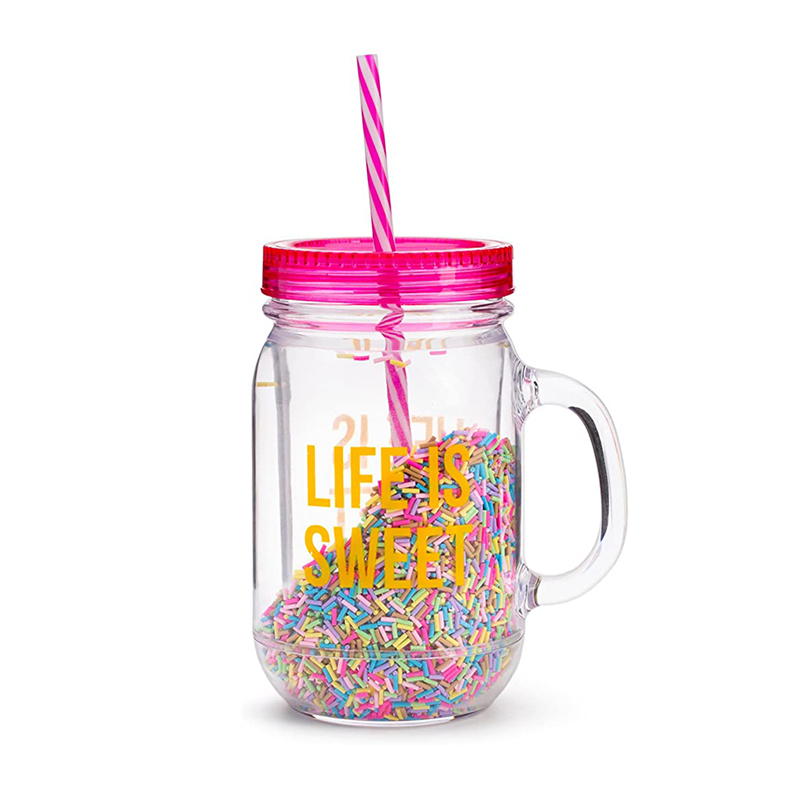 Top Quality Mason Jar 16oz - Charmlite Plastic tumbler cup mason Jar with handle and lid, 16oz for party – Charmlite