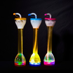 Vaso luminoso LED Charmlite, elegante y divertido, con pajita – 700 ml (24 oz)