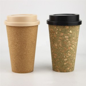 Charmlite 2020 НОВЫ кававы кубак з натуральнай коркі з вечкам, шматразовы і біяраскладальны матэрыял, 16 унцый