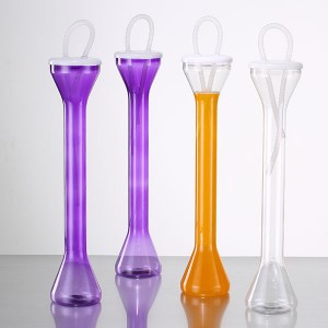 Bicchiere da granita Charmlite Party in plastica a collo lungo con cannuccia – 24 oz / 700 ml