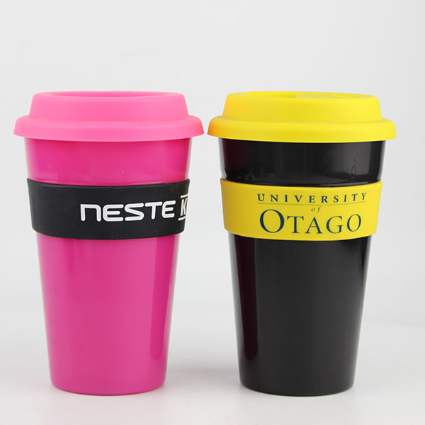 Charmlite Plastic Coffee Mug nga adunay Screw Lid ug Silicone Band Reusable Style 16oz Featured Image