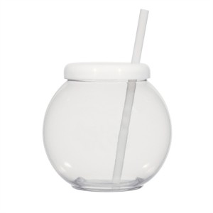 ഹാൻഡിൽ, ലിഡ്, വൈക്കോൽ ഹാർഡ് പ്ലാസ്റ്റിക് എന്നിവയുള്ള ഫിഷ് ബൗൾ കപ്പ് - 50oz / 1400ml